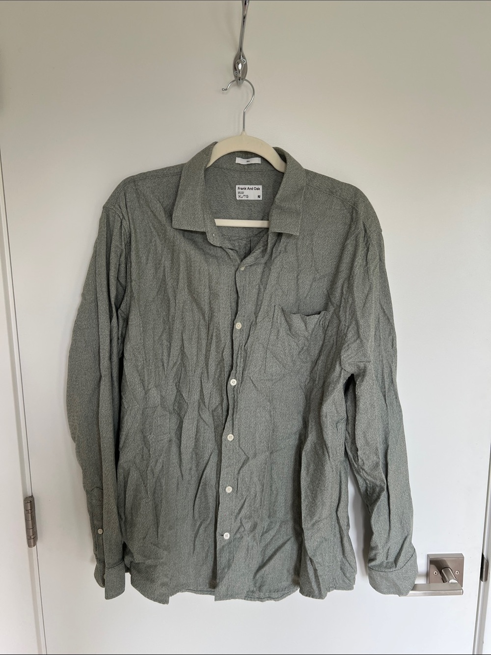 Frank & Oak Light Olive Button-Down Long Sleeve Shirt